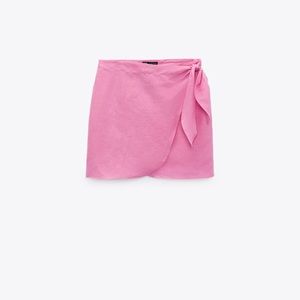 Linen Blended Wrap Skirt Zara